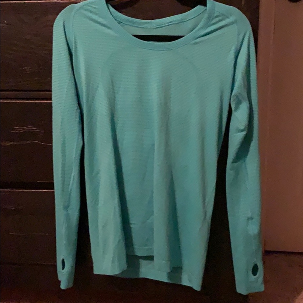 Lululemon teal blue long sleeve shirt!! Cute!!